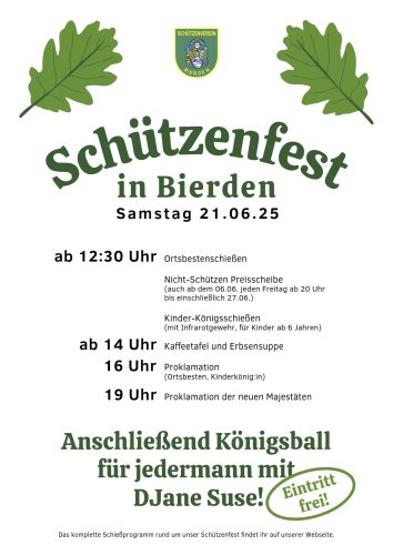 Flyer Schützenfest Bierden 2025